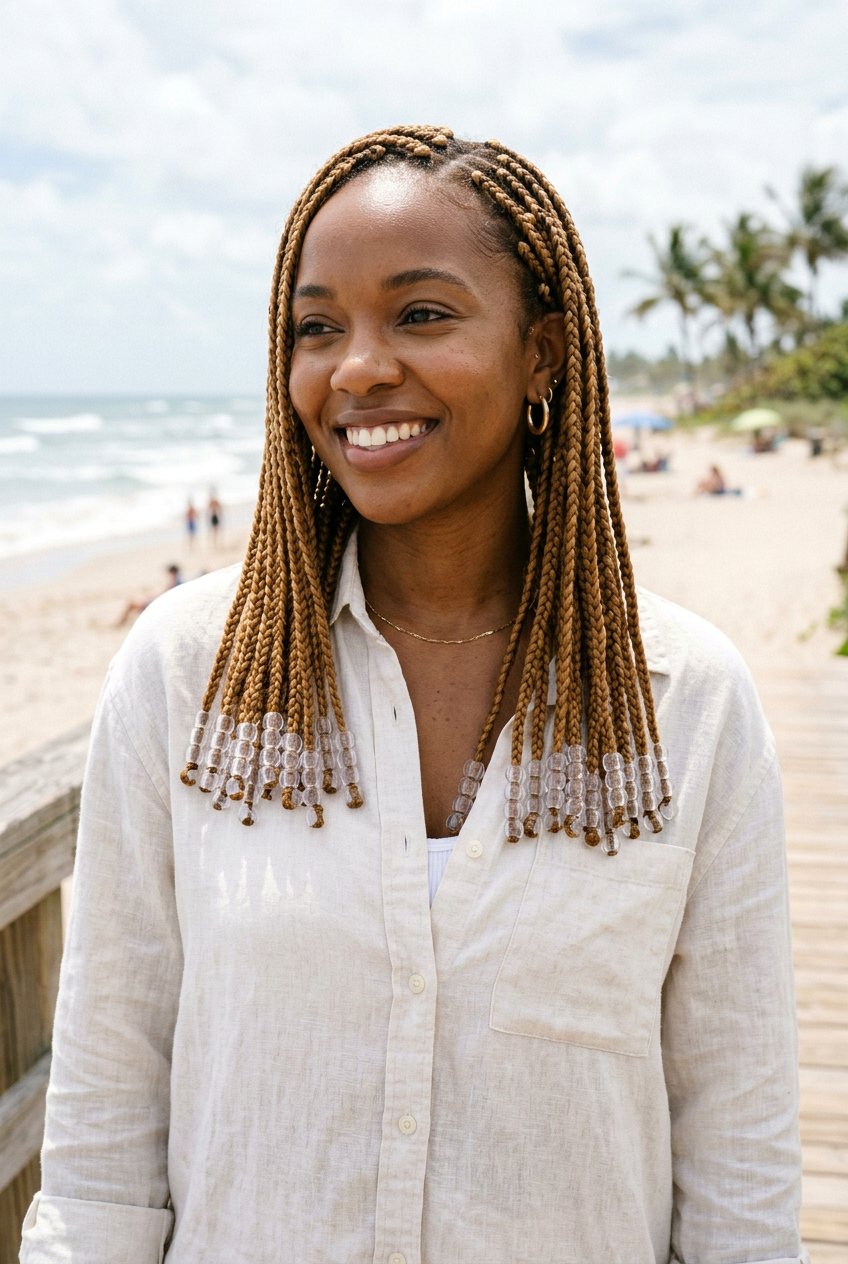 Blonde box braids with transparent beads - 20 box braids with beads - 20 box braids with beads