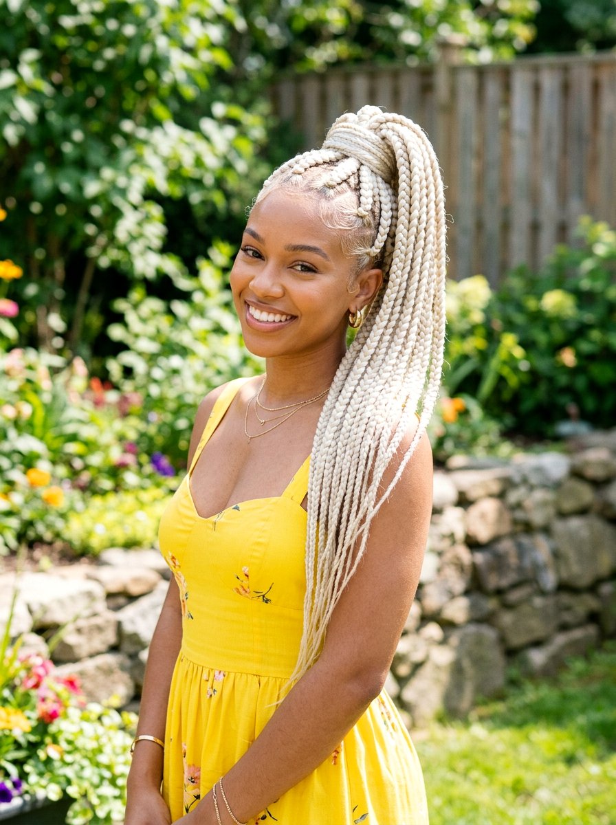 Blonde jumbo knotless braids ponytail - 20 jumbo knotless braids ponytail - 20 jumbo knotless braids ponytail