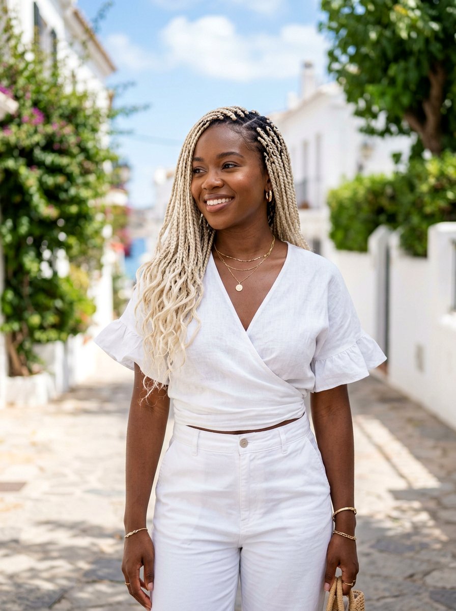 Blonde shoulder length knotless braids - 20 shoulder length knotless braids - 20 shoulder length knotless braids