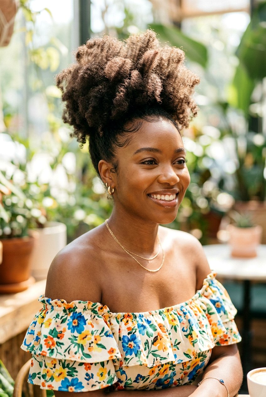 Blowout Afro Bun - 20 blowout afro hairstyle for natural hair - 20 blowout afro hairstyle for natural hair