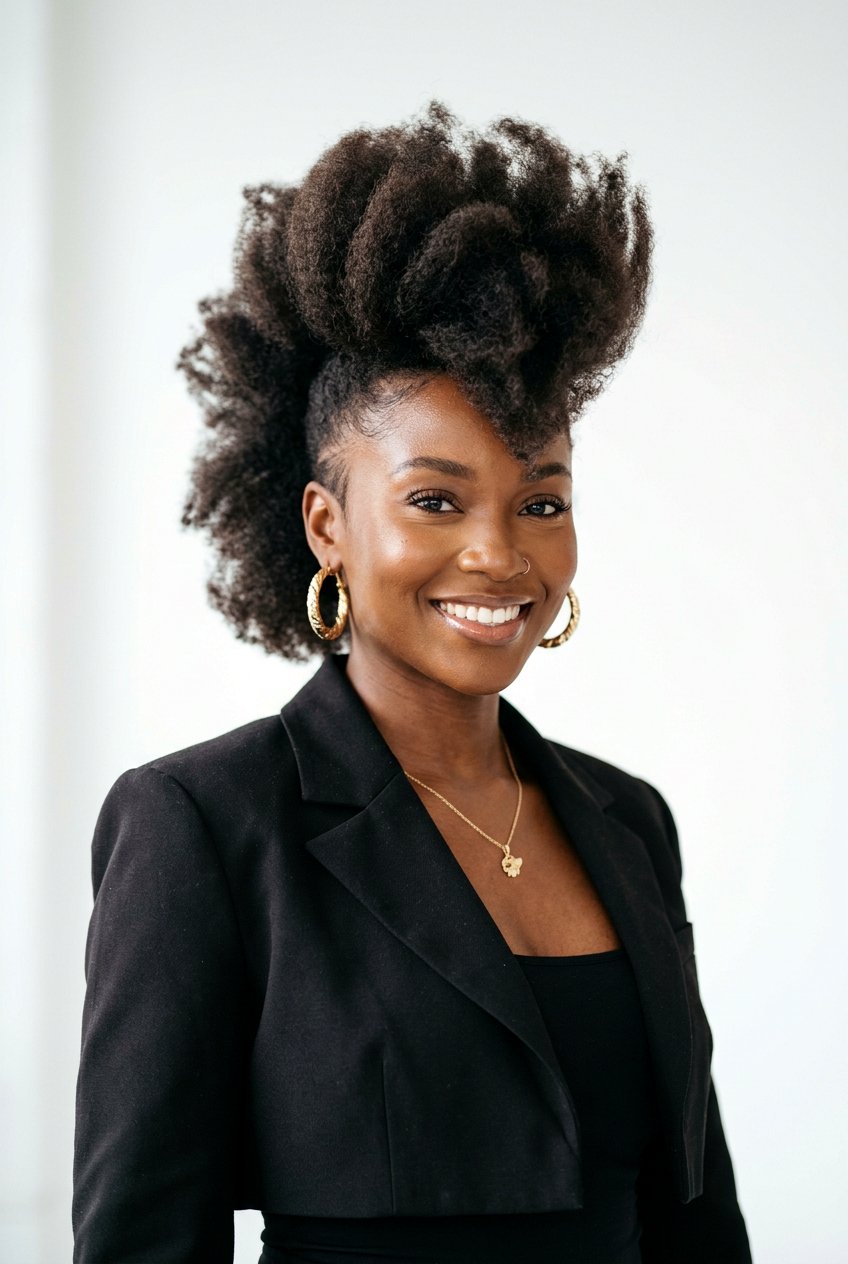 Blowout Afro Faux Hawk - 20 blowout afro hairstyle for natural hair - 20 blowout afro hairstyle for natural hair