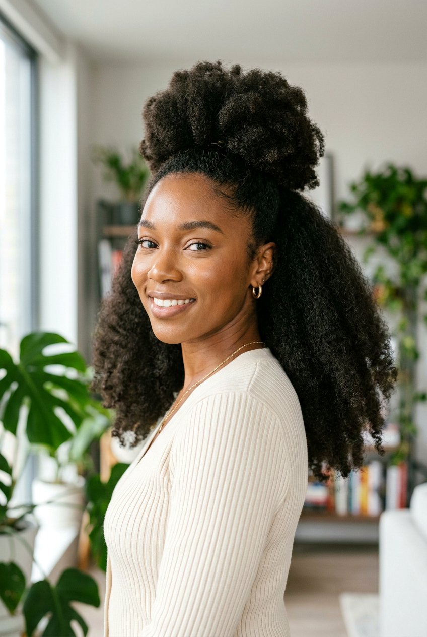 Blowout Afro Half Up Half Down - 20 blowout afro hairstyle for natural hair - 20 blowout afro hairstyle for natural hair