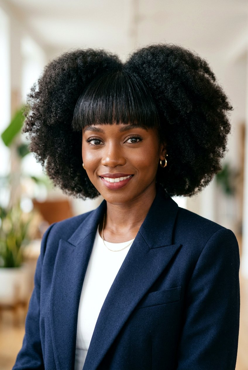 Blowout Afro with Bangs - 20 blowout afro hairstyle for natural hair - 20 blowout afro hairstyle for natural hair