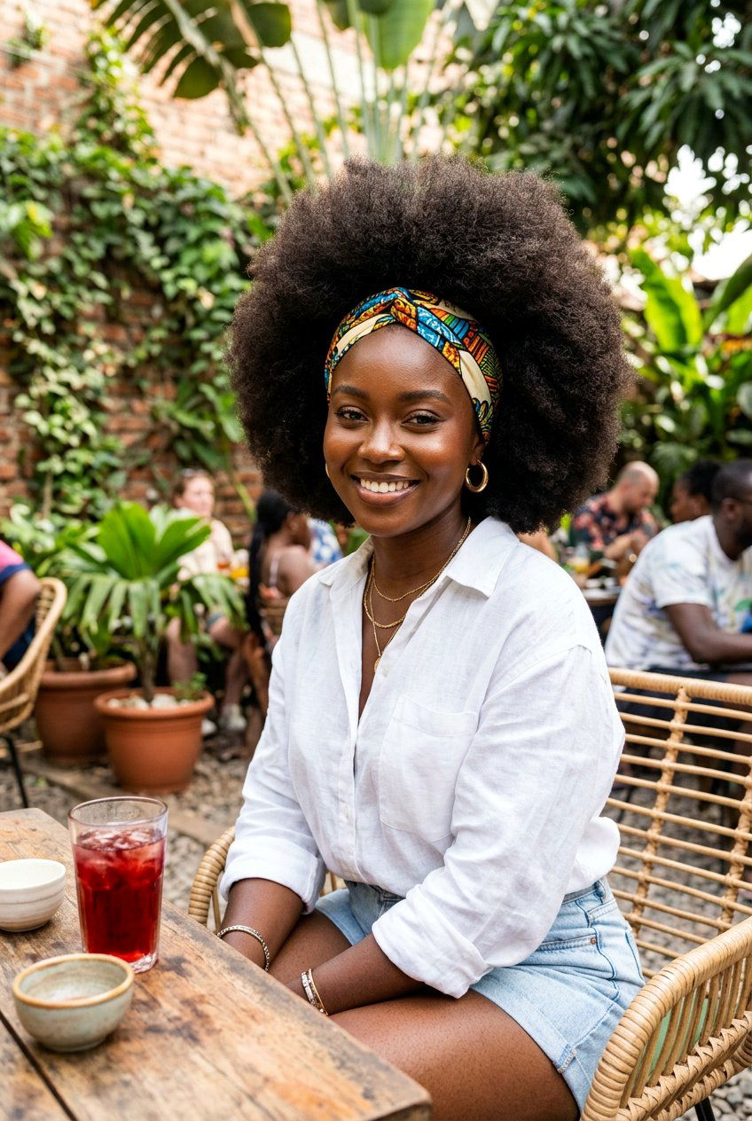 Blowout Afro with Headband - 20 blowout afro hairstyle for natural hair - 20 blowout afro hairstyle for natural hair