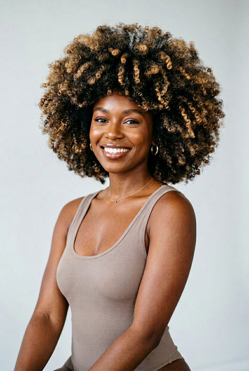 Blowout Afro with Highlights - 20 blowout afro hairstyle for natural hair - 20 blowout afro hairstyle for natural hair