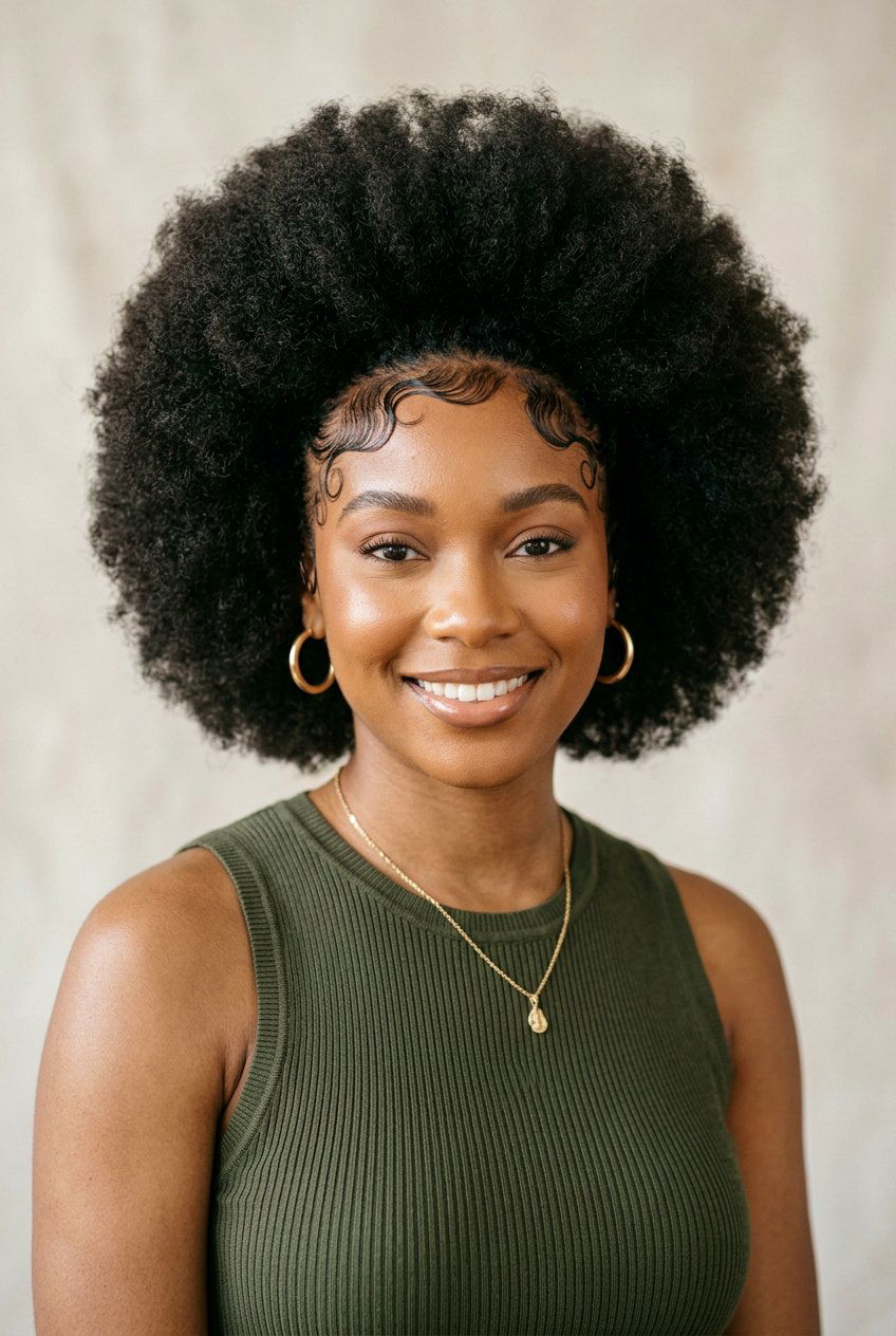 Blowout Afro with Protective Edges - 20 blowout afro hairstyle for natural hair - 20 blowout afro hairstyle for natural hair