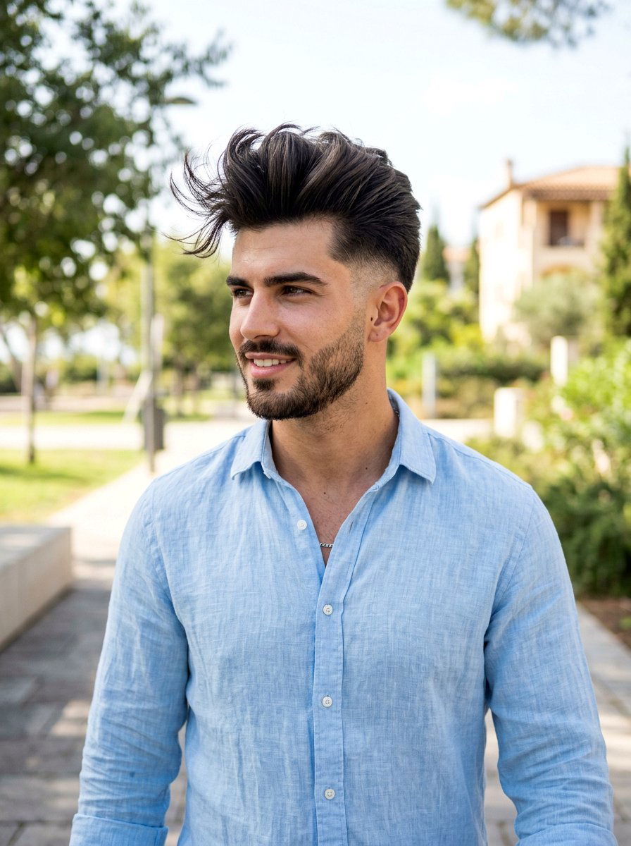 Blowout Pompadour - 20 pompadour haircut for medium hair men - 20 pompadour haircut for medium hair men