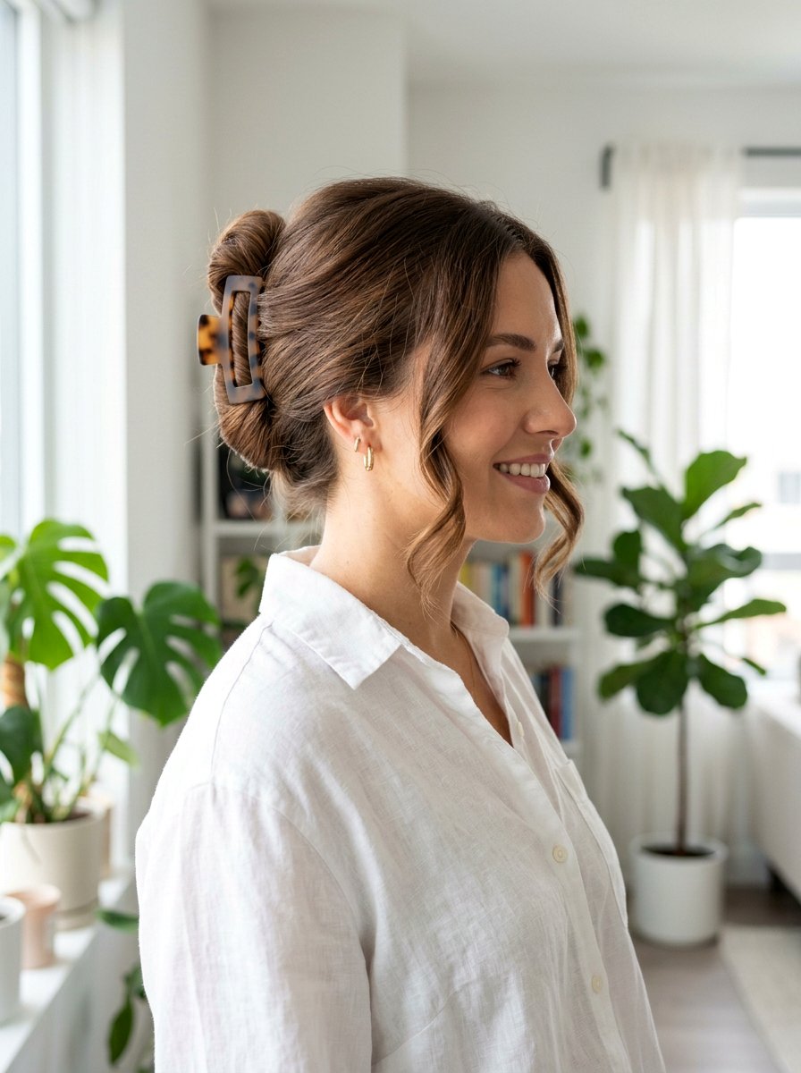 Blowout With Claw Clip - 20 interview hairstyle with simple blowout - 20 interview hairstyle with simple blowout