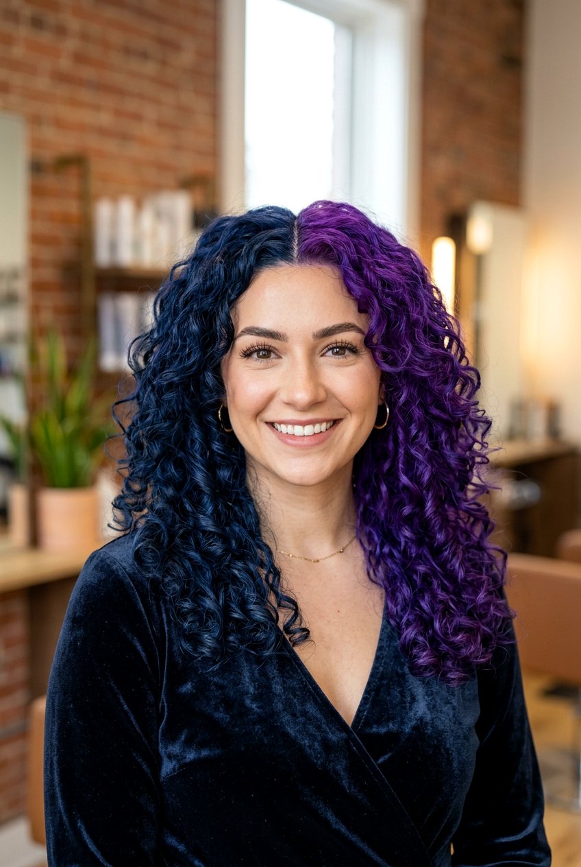 Blue And Purple Split Dye - 20 alternative split hair color - 20 alternative split hair color