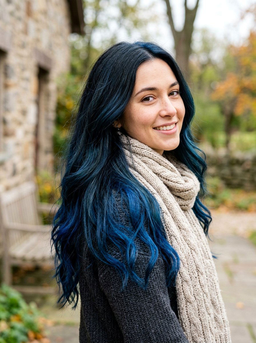 Blue Black Balayage Hair Color - 20 winter blue black hair color - 20 winter blue black hair color