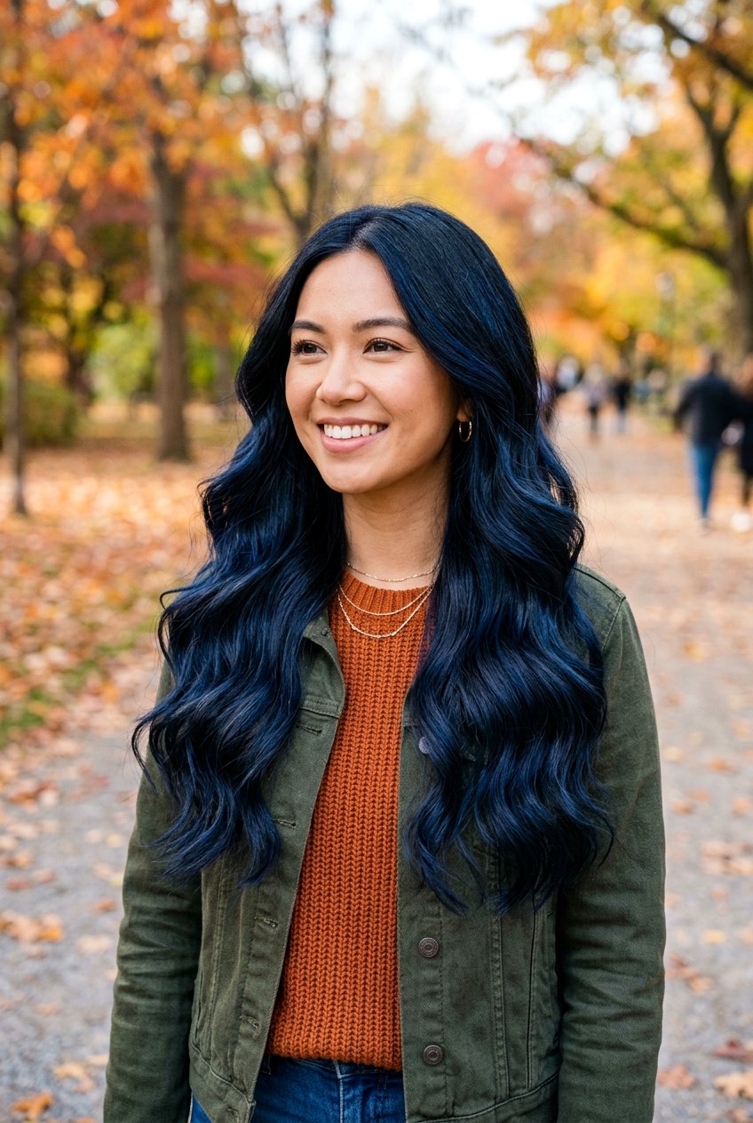 Blue Black Balayage On Black Hair - 20 blue black balayage - 20 blue black balayage