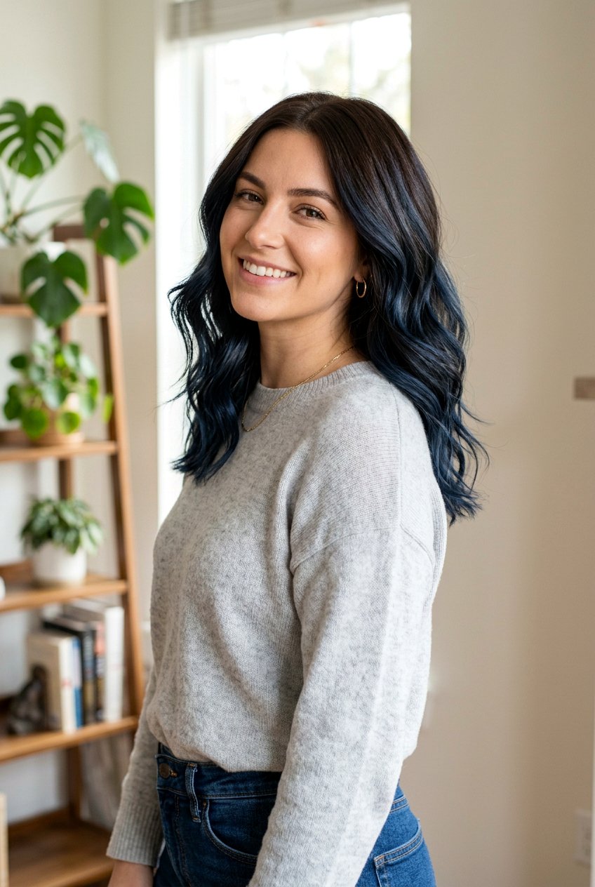 Blue Black Balayage On Brown Hair - 20 blue black balayage - 20 blue black balayage