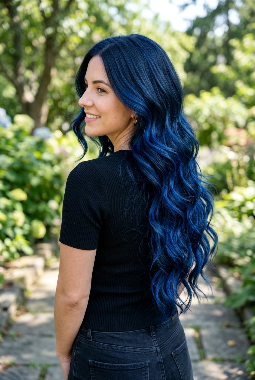 Blue Black Balayage On Long Hair - 20 blue black balayage - 20 blue black balayage