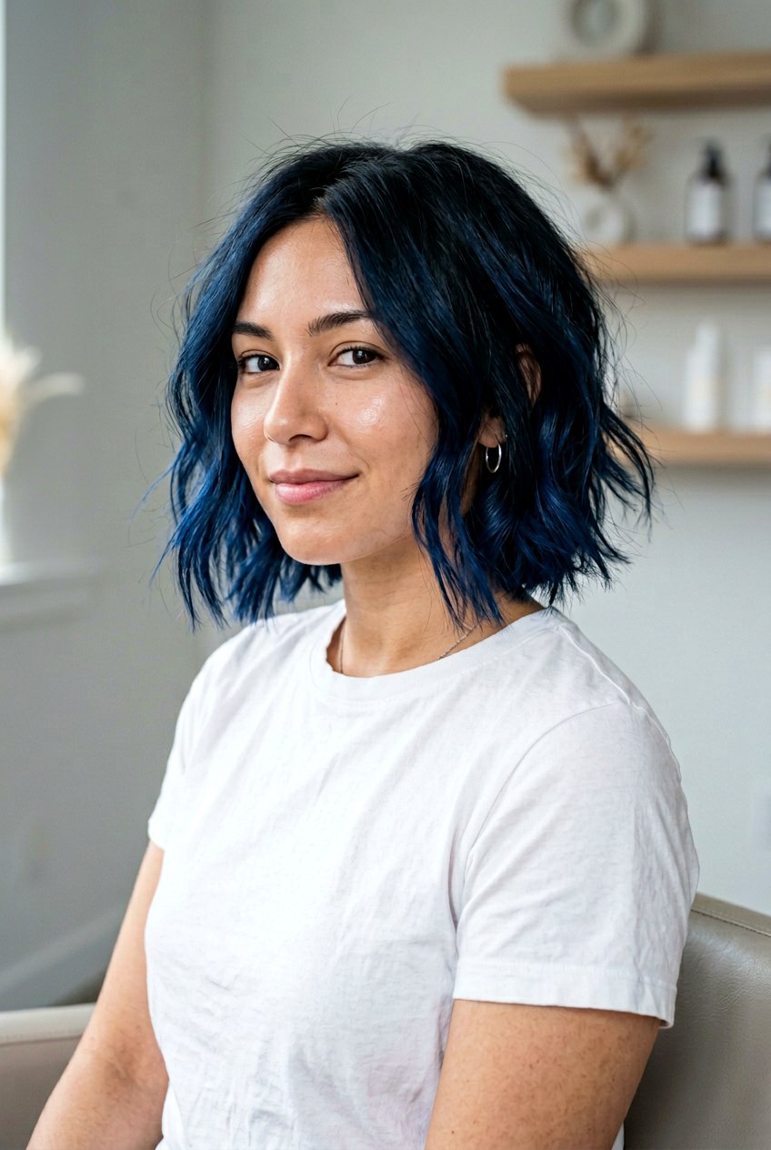 Blue Black Balayage On Short Hair - 20 blue black balayage - 20 blue black balayage