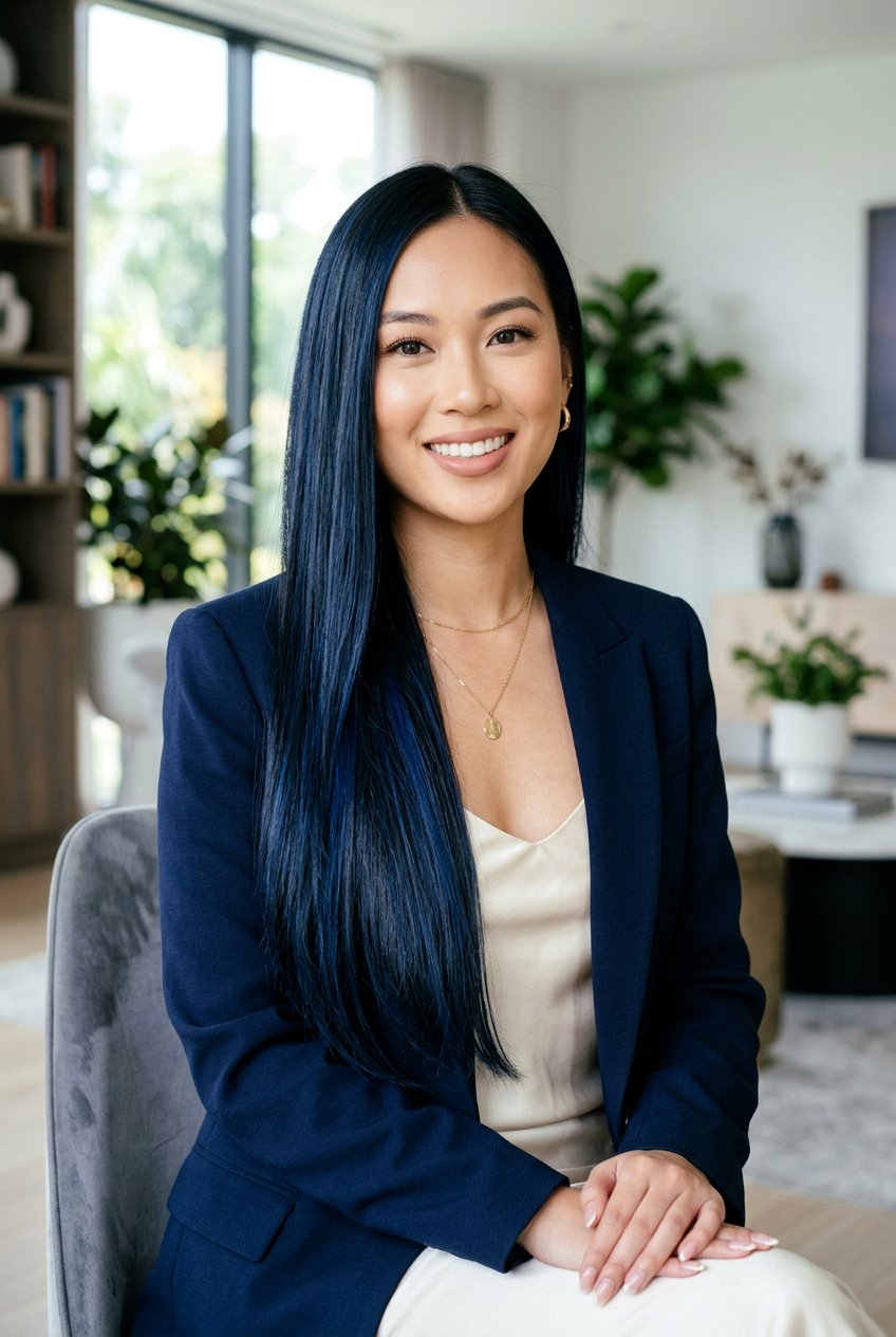 Blue Black Balayage On Straight Hair - 20 blue black balayage - 20 blue black balayage