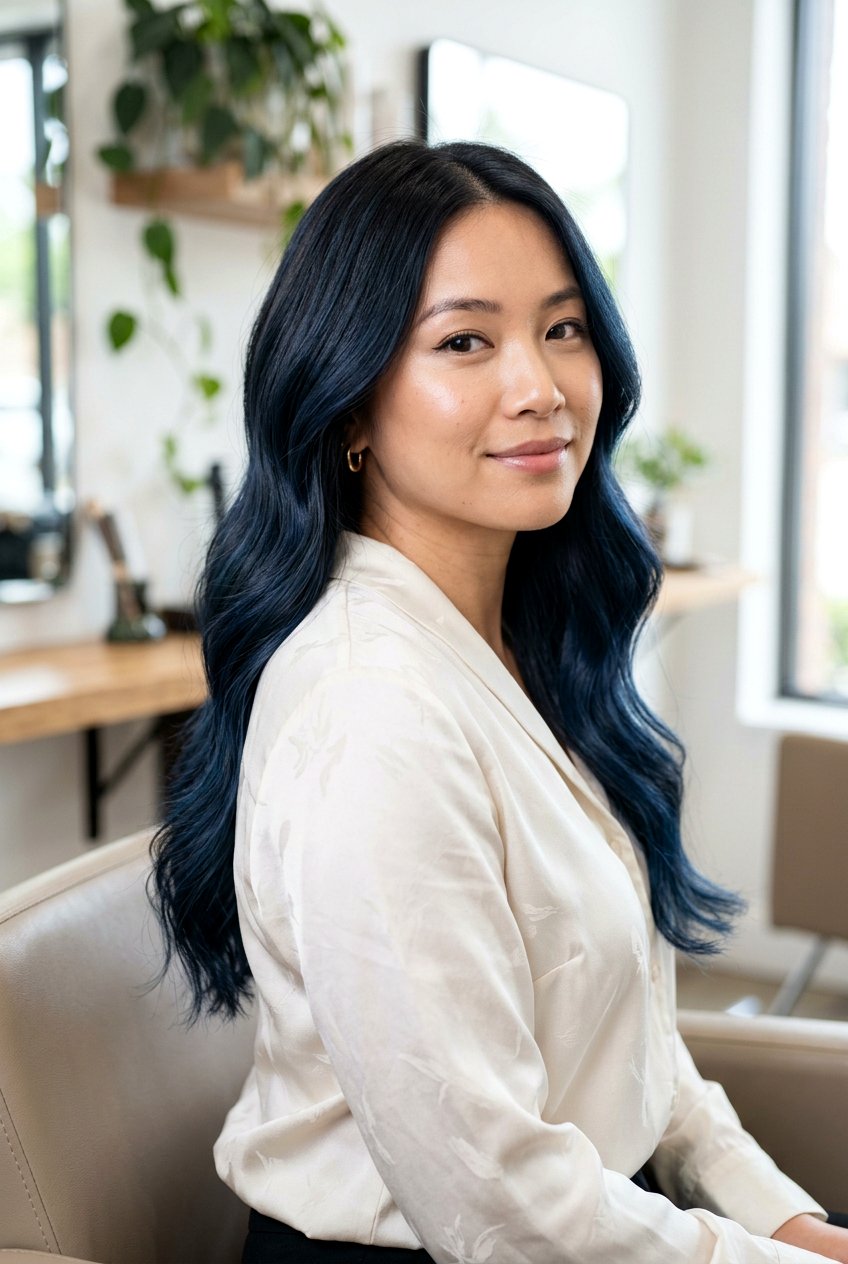 Blue Black Balayage With Shadow Root - 20 blue black balayage - 20 blue black balayage