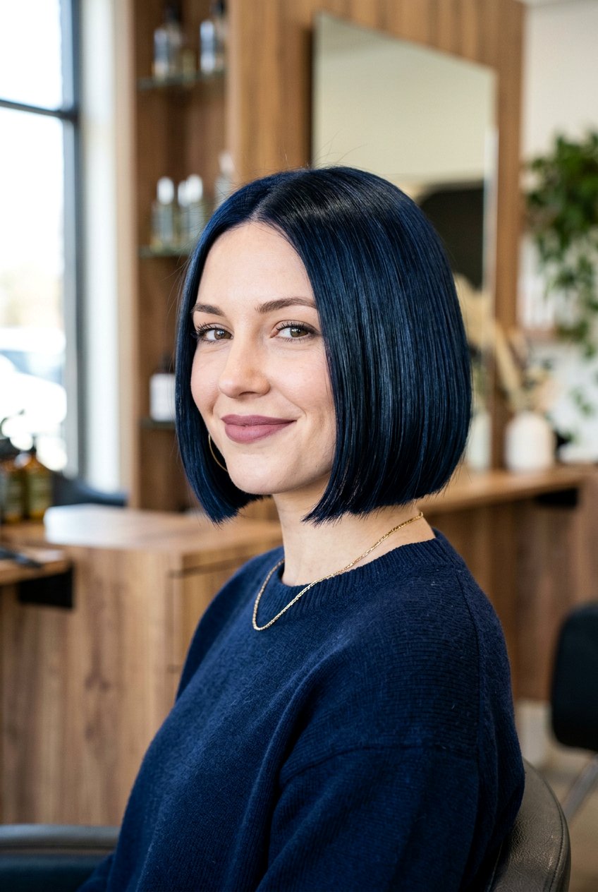 Blue Black Bob - 20 glossy black hair ideas - 20 glossy black hair ideas