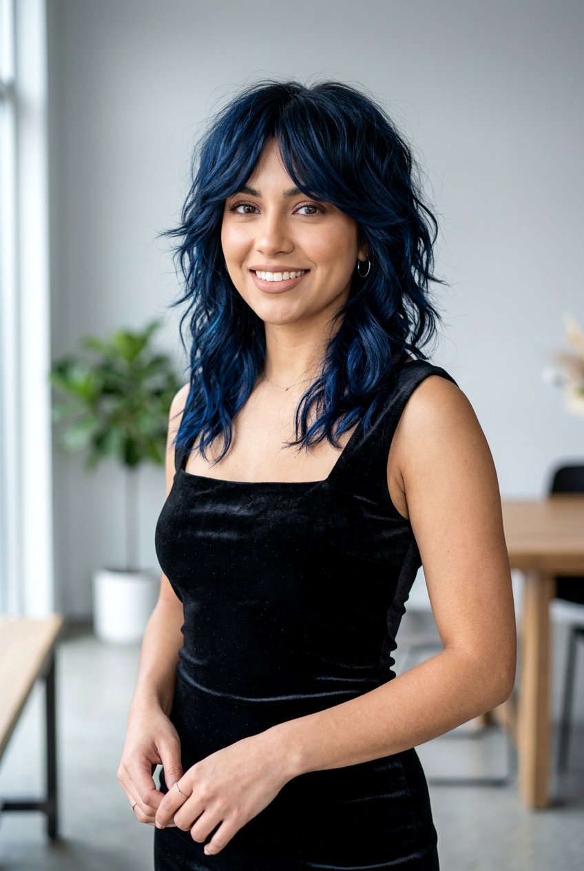 Blue Black Shag Haircut - 20 hair color ideas for shag haircuts - 20 hair color ideas for shag haircuts