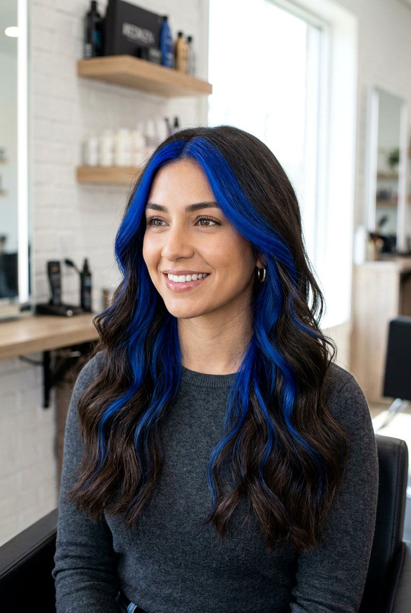 Blue Face Framing Highlights - 20 e girl hair color - 20 e girl hair color