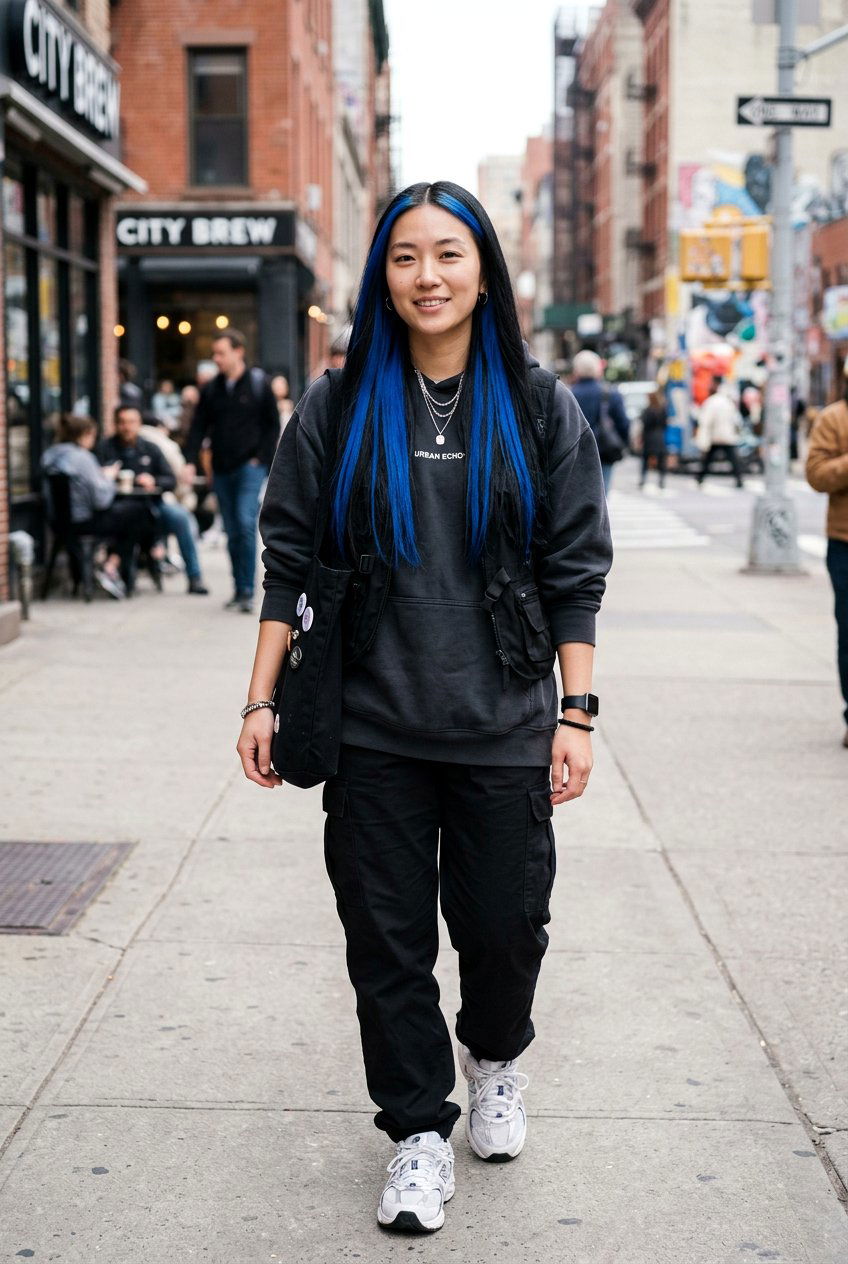 Blue Front Streak On Black Hair - 20 front streak hair color - 20 front streak hair color