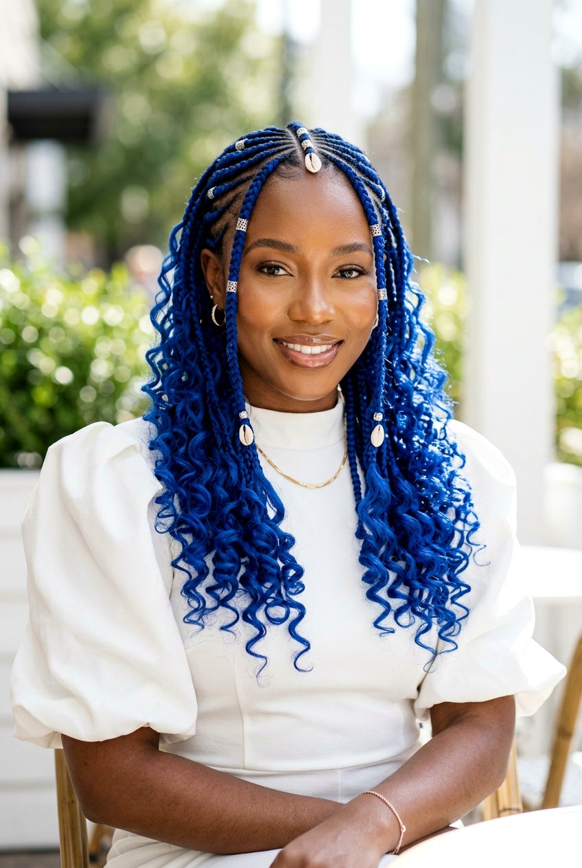 Blue Fulani Braids With Curly Ends - 20 fulani braids with curly ends - 20 fulani braids with curly ends