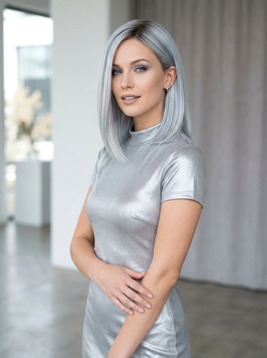 Blue Gray Blonde Balayage Cool Tones - 20 rooted gray blonde balayage - 20 rooted gray blonde balayage