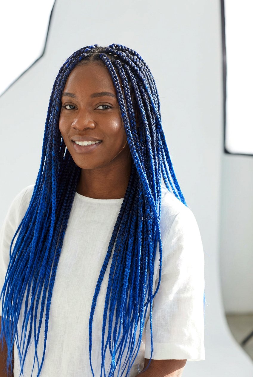 Blue Knotless Braids - 20 knotless braids hairstyles - 20 knotless braids hairstyles