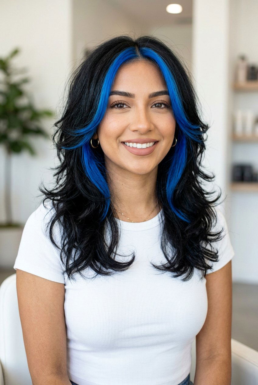 20 Stunning Blue Money Piece On Black Hair Looks To Try Now