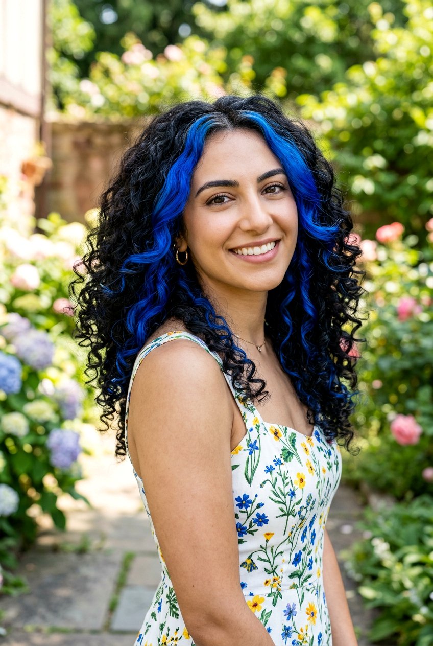 Blue Money Piece on Curly Black Hair - 20 blue money piece on black hair - 20 blue money piece on black hair