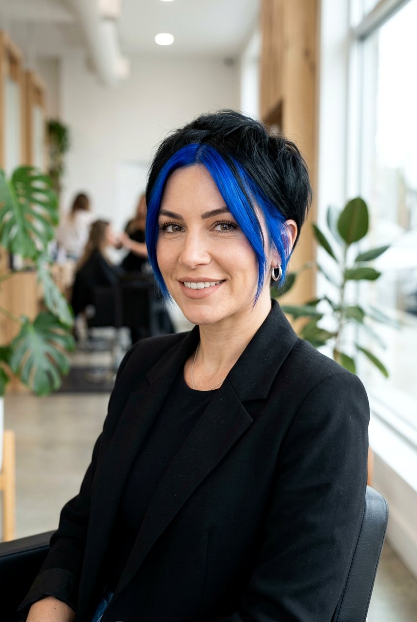 Blue Money Piece on Short Black Hair - 20 blue money piece on black hair - 20 blue money piece on black hair