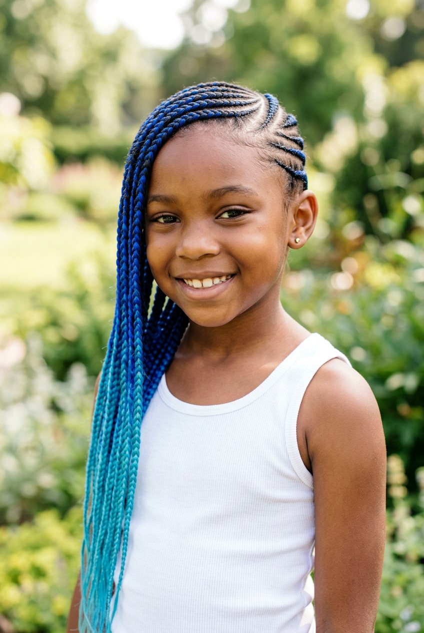 Blue Ombre Lemonade Braids For Kids - 20 lemonade braids for girls - 20 lemonade braids for girls