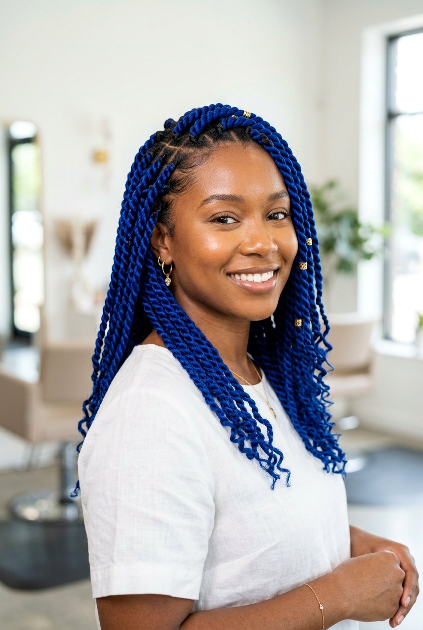 Blue Senegalese twists - 20 senegalese twists hairstyles - 20 senegalese twists hairstyles