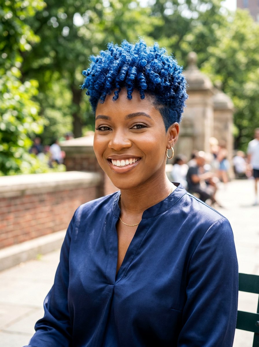 Blue Tapered Natural Haircut - 20 tapered natural haircut with color - 20 tapered natural haircut with color