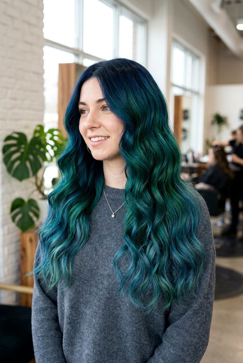 Blue and Green Galaxy Hair Color - 20 galaxy hair color ideas - 20 galaxy hair color ideas