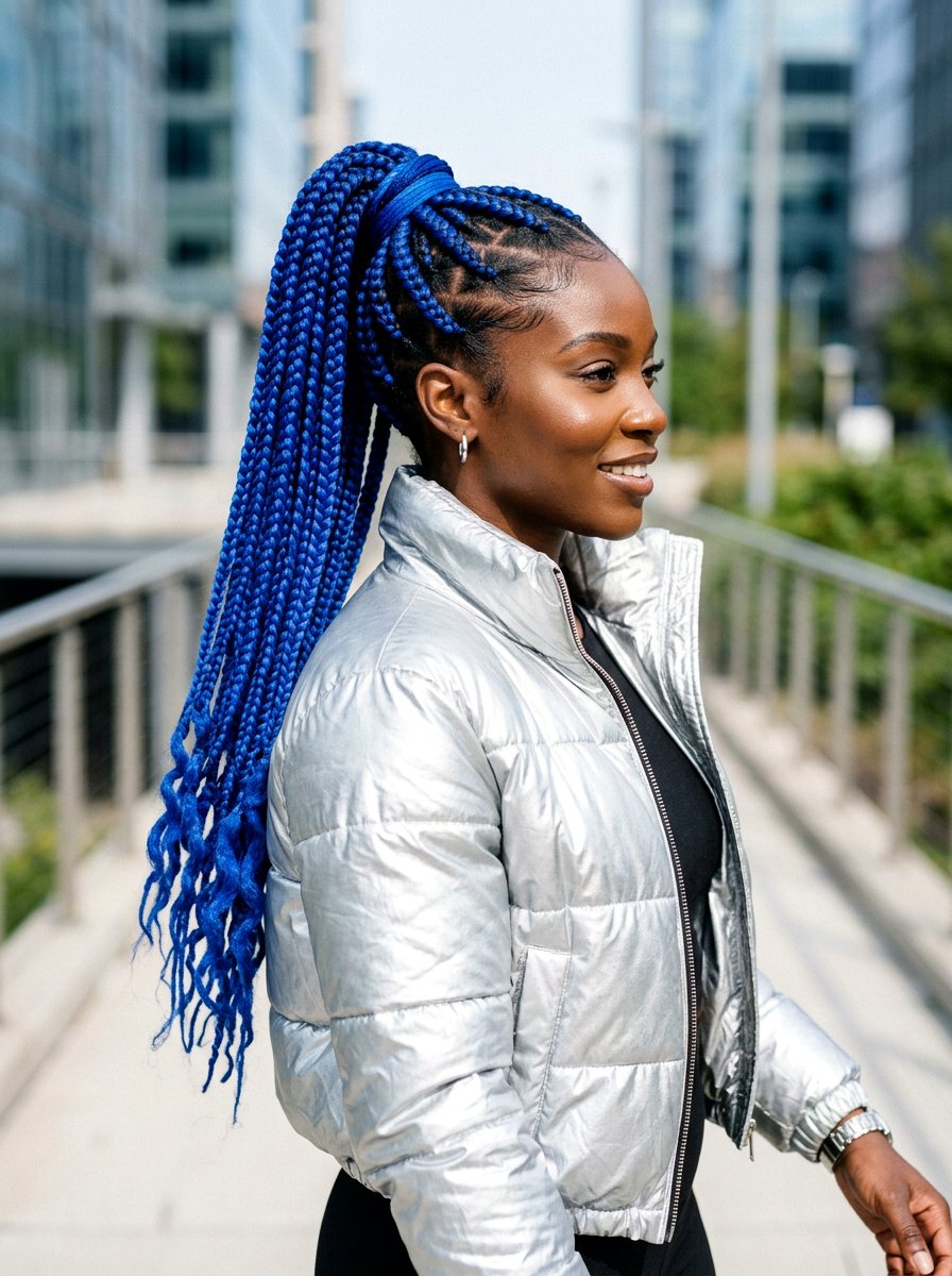 Blue jumbo knotless braids ponytail - 20 jumbo knotless braids ponytail - 20 jumbo knotless braids ponytail