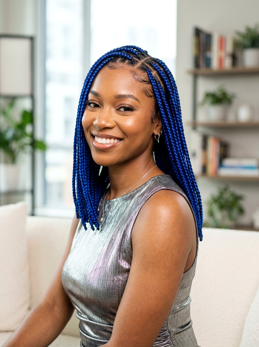 Blue shoulder length knotless braids - 20 shoulder length knotless braids - 20 shoulder length knotless braids