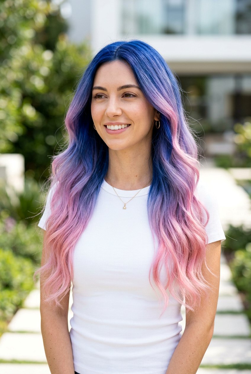 Blue to Pink Ombre Unicorn Hair Color - 20 unicorn hair color ideas - 20 unicorn hair color ideas