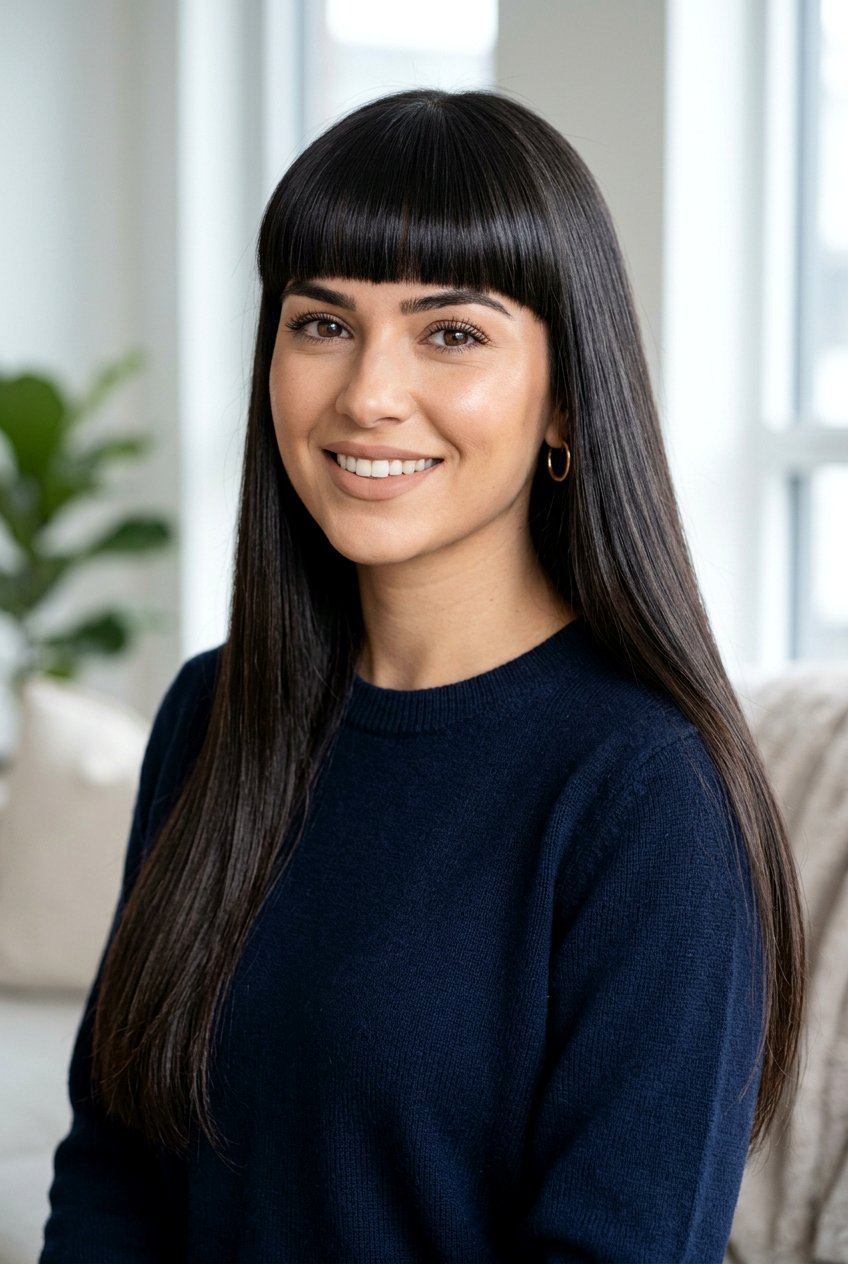 Blunt Bangs - 20 pin straight hairstyles - 20 pin straight hairstyles