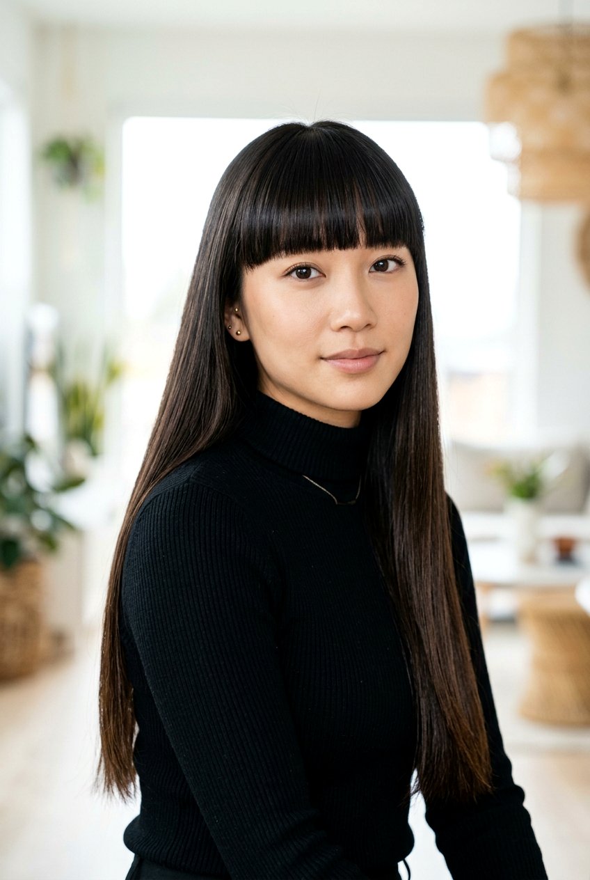 Blunt Bangs Long Hair - 20 long haircut to make fine hair look fuller - 20 long haircut to make fine hair look fuller