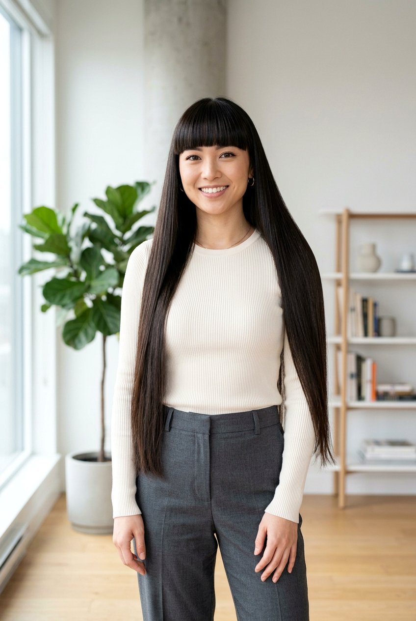 Blunt Bangs With Long Haircut - 20 fall haircut ideas for women - 20 fall haircut ideas for women