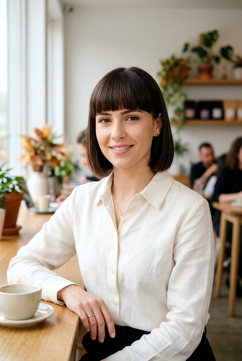 Blunt Bangs With Straight Chin Length Cut - 20 blunt bangs for straight hair - 20 blunt bangs for straight hair