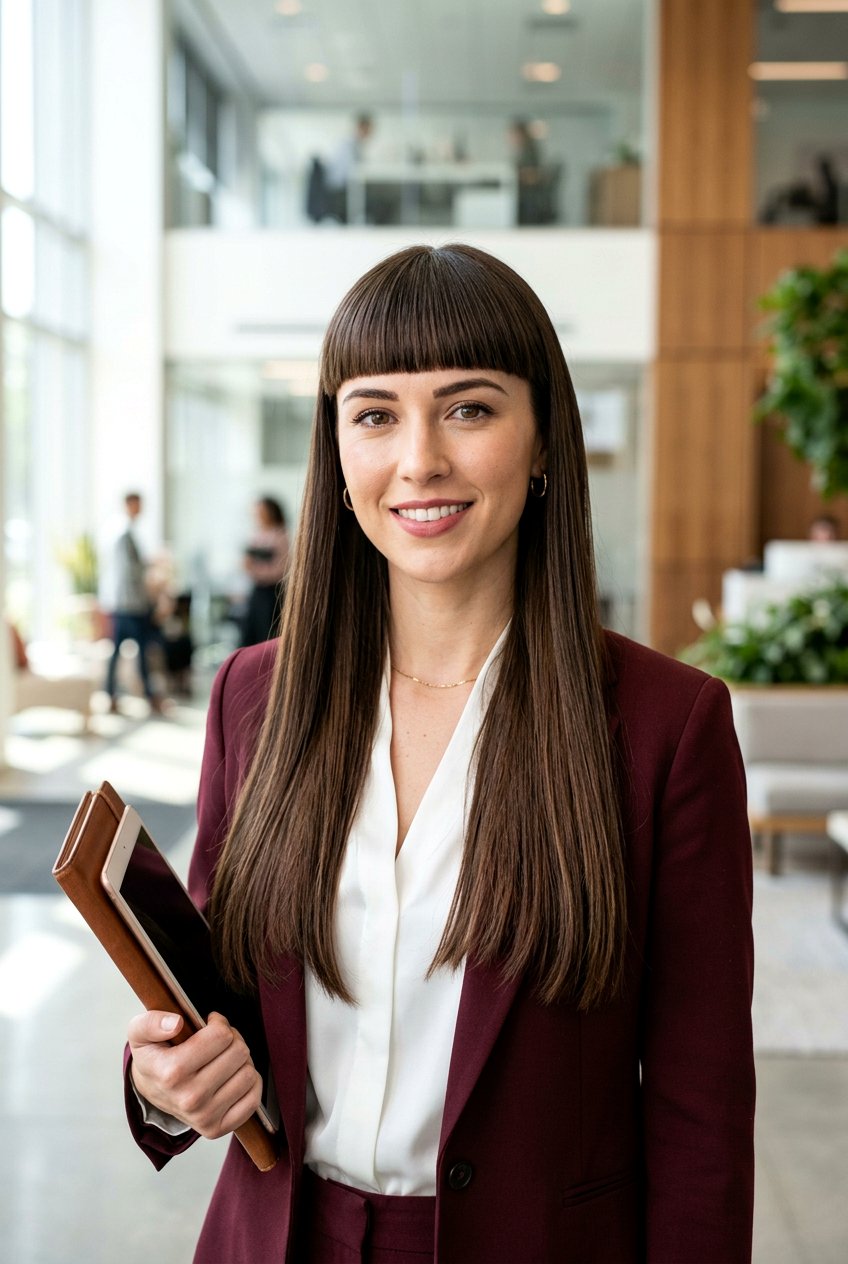 Blunt Bangs - 20 polished hairstyle for job interview - 20 polished hairstyle for job interview