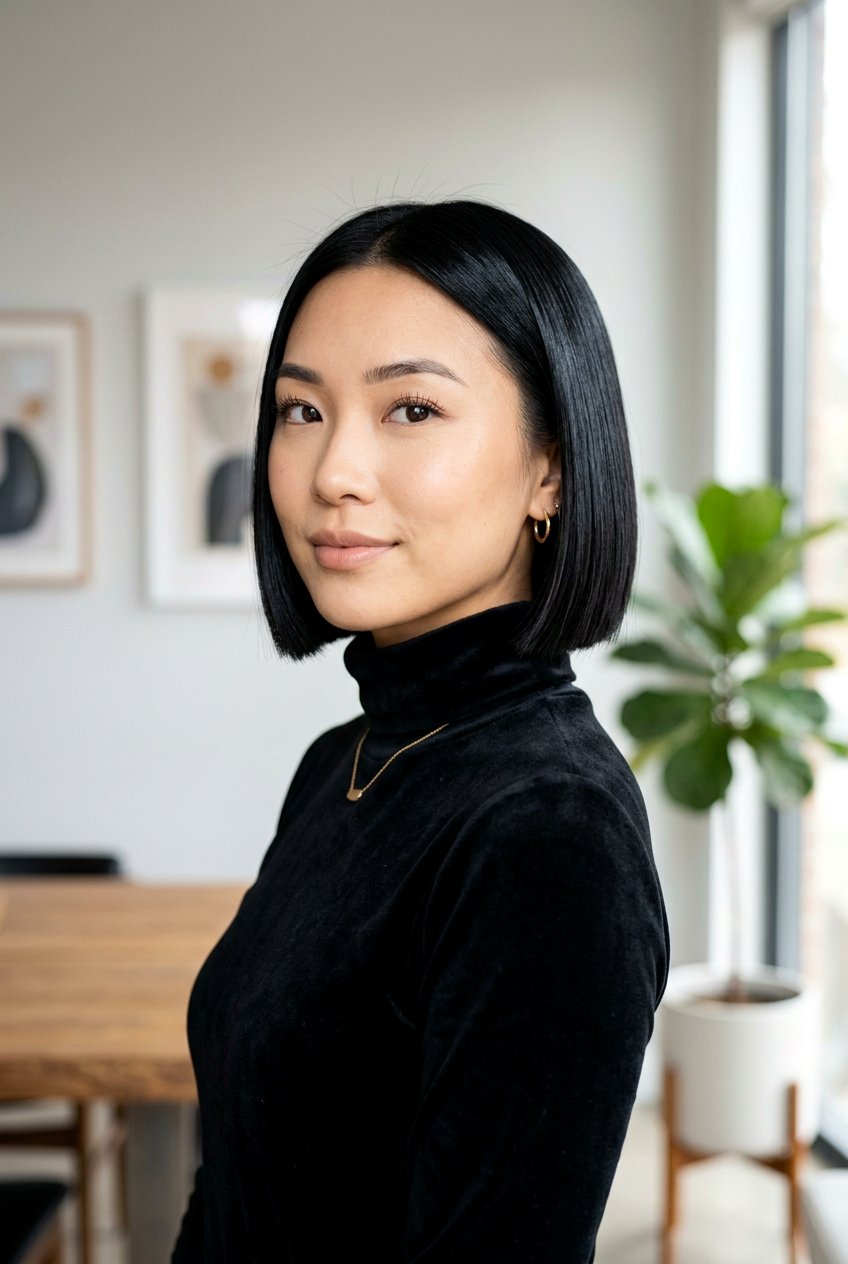 Blunt Black Bob - 20 soft goth bob for women - 20 soft goth bob for women