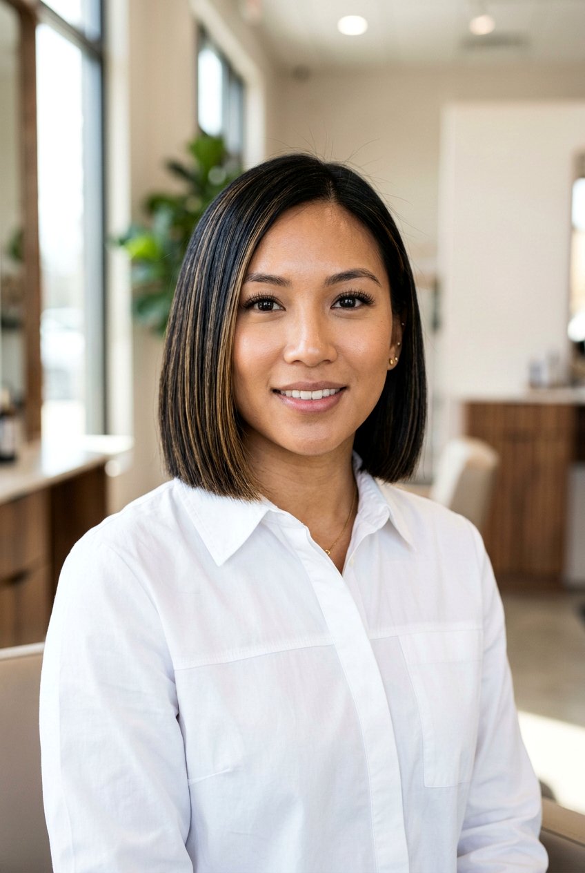 Blunt Bob Black Hair With Honey Babylights - 20 black hair with honey babylights - 20 black hair with honey babylights