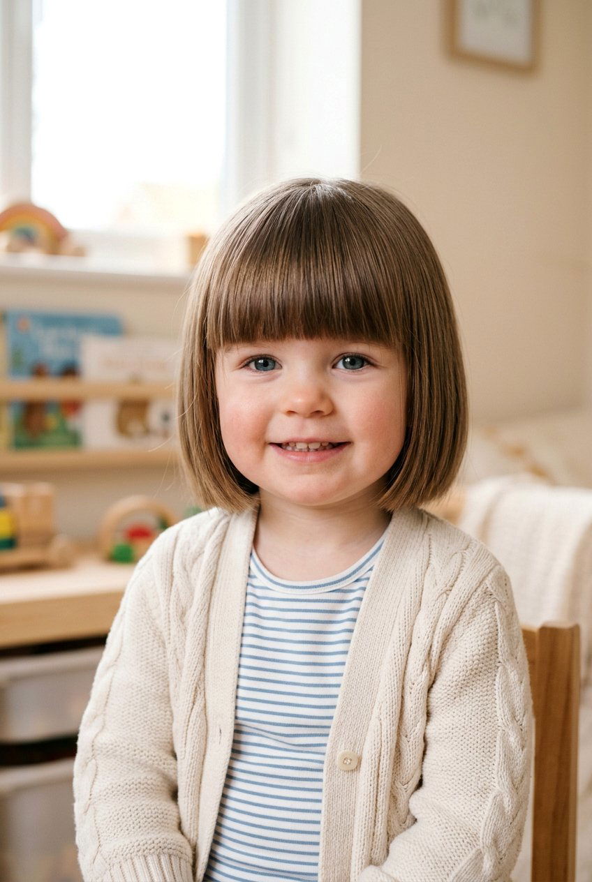 Blunt Bob With Bangs - 20 toddler girl hairstyles - 20 toddler girl hairstyles