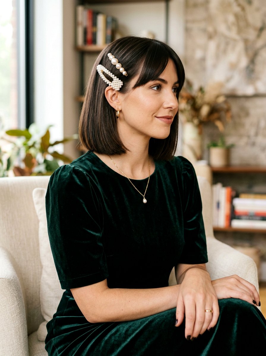 Blunt Bob With Clips - 20 school dance hairstyles for short hair - 20 school dance hairstyles for short hair