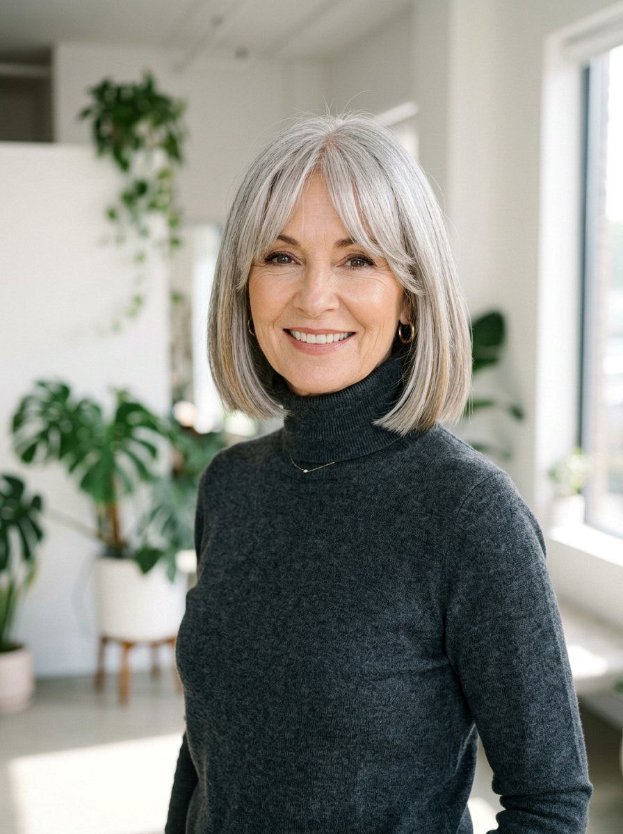 Blunt Bob With Hidden Layers - 20 layered bob with curtain bangs for women over 50 - 20 layered bob with curtain bangs for women over 50