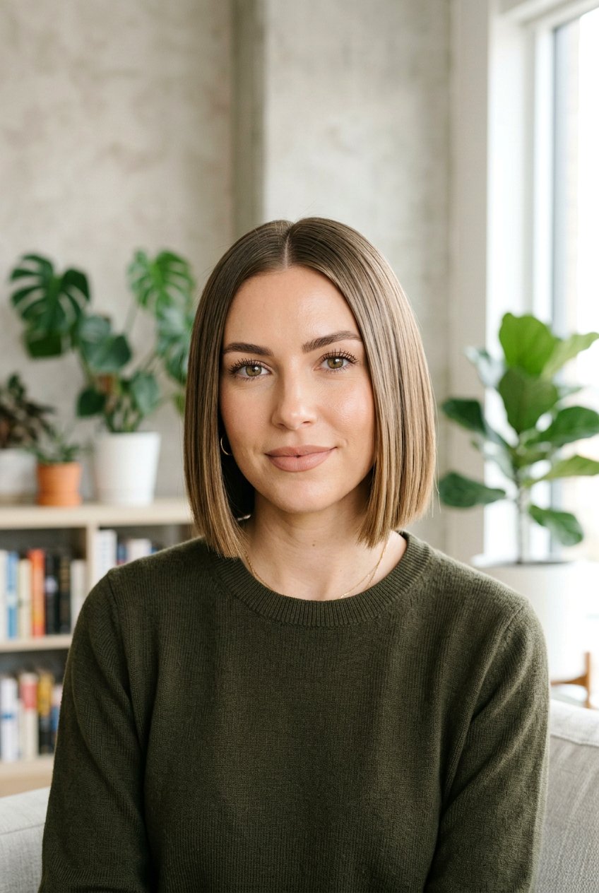 Blunt Bob With Middle Part - 20 short haircuts for round faces - 20 short haircuts for round faces