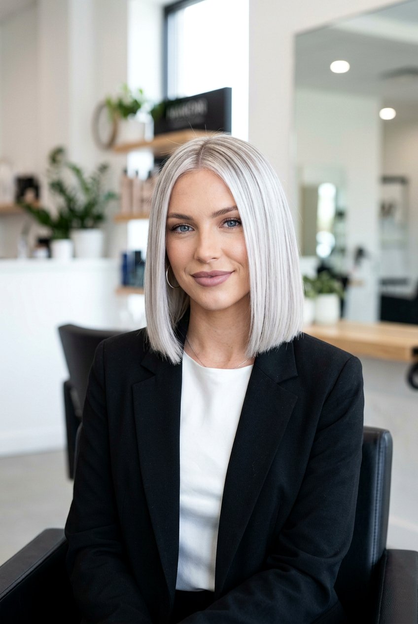 Blunt Bob With Platinum Highlights - 20 highlights for bob haircut - 20 highlights for bob haircut
