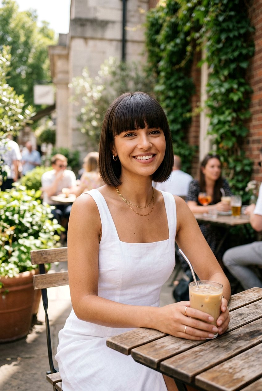 Blunt Bob with Straight Bangs - 20 summer hairstyles for women - 20 summer hairstyles for women